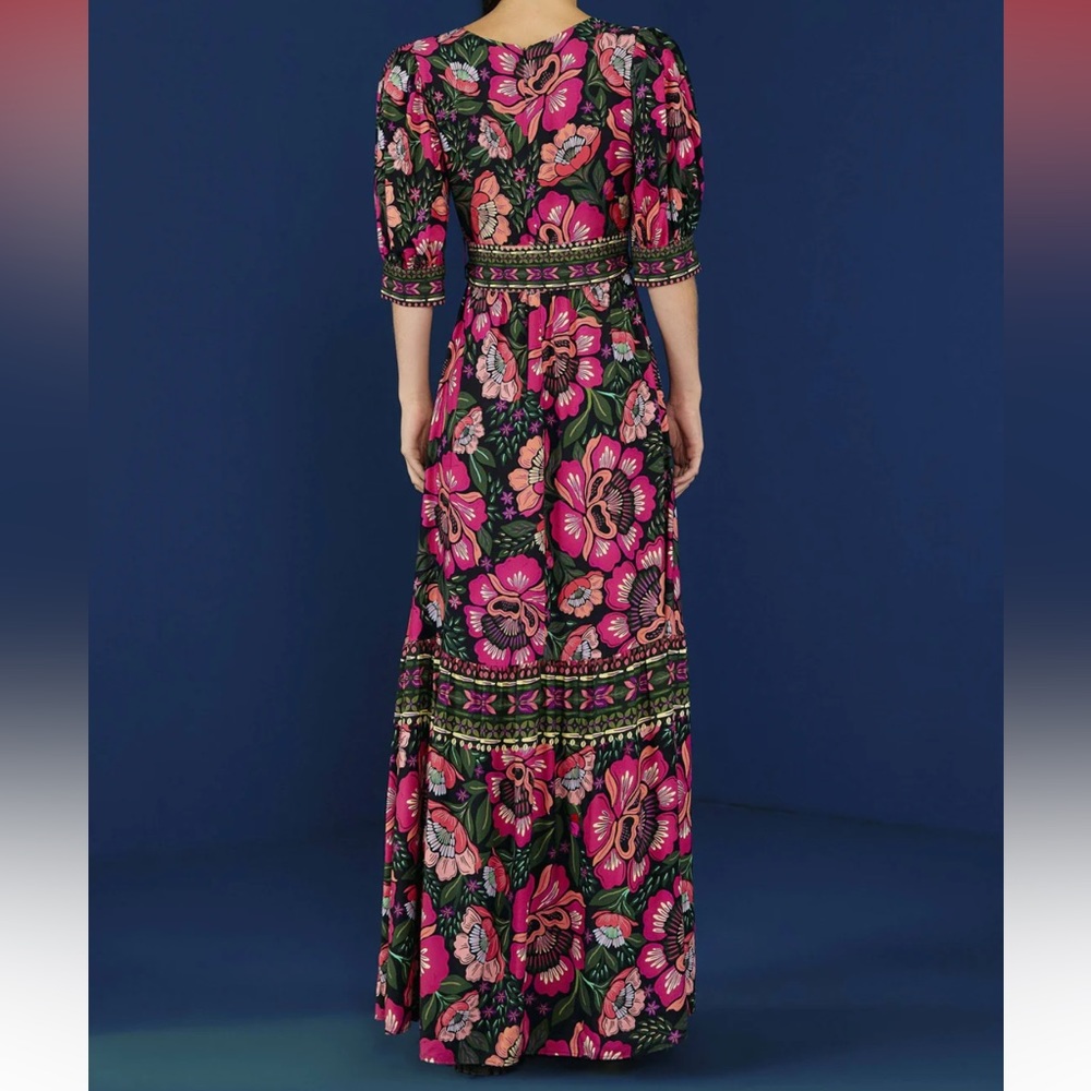 COPY - Black Flowers Garden Lenzing™ Ecovero™ Viscose Maxi Dress size L